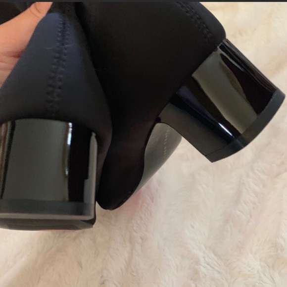 - Zara Black Ankle Sock Square Heel Booties - Picture 3 of 5
